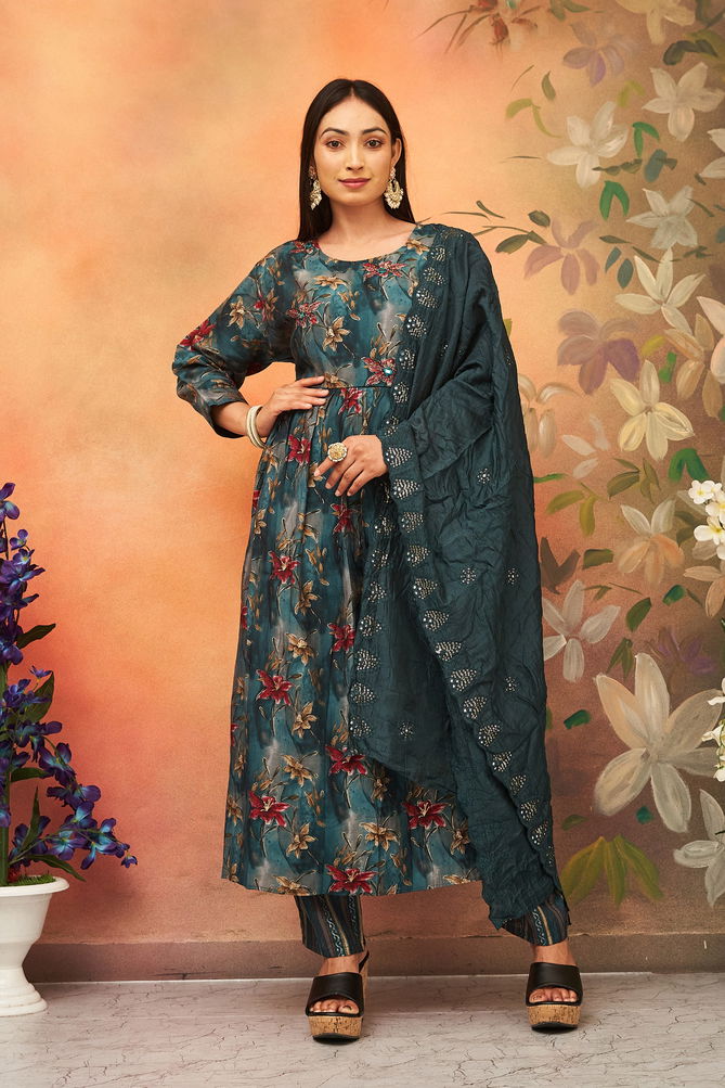 Kangana Banwery Viscose Chanderi Printed Kurti With Bottom Dupatta Wholesale Price In surat